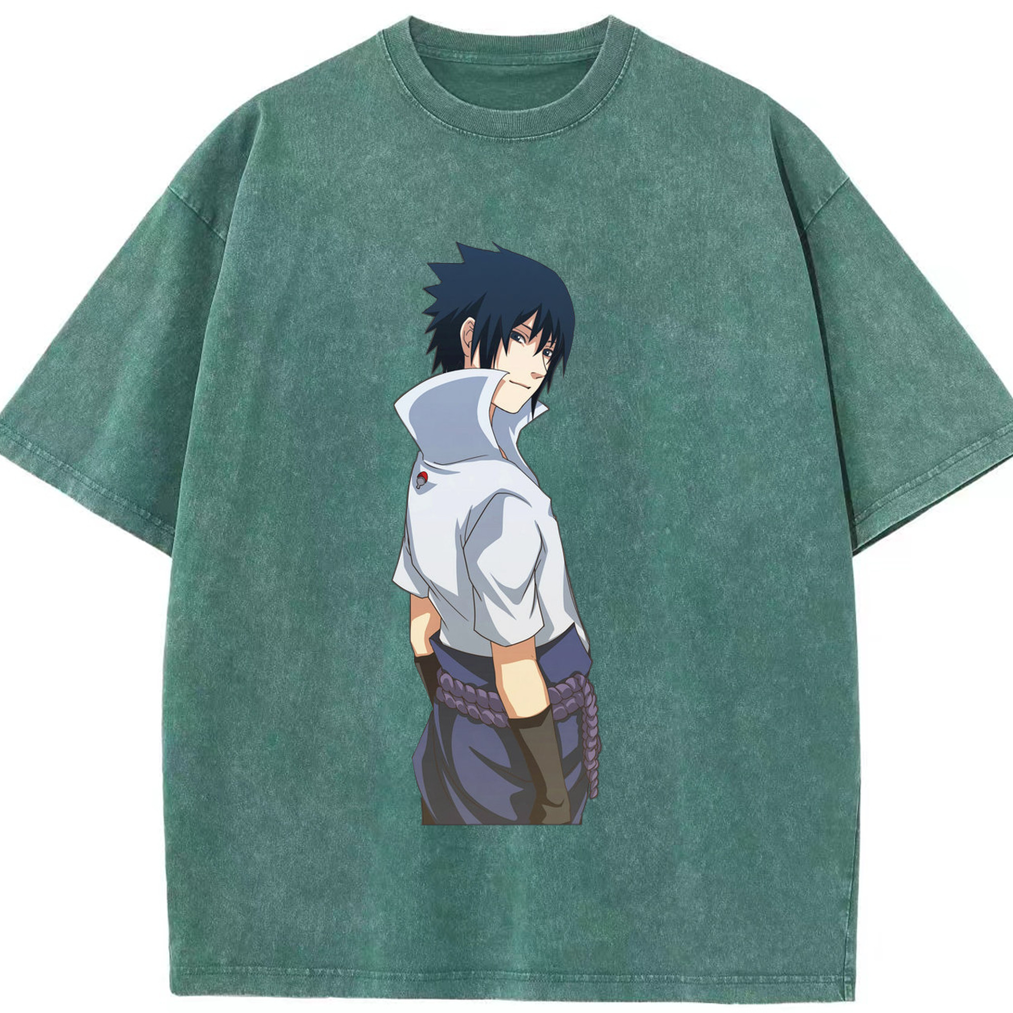 （画像用） NARUTO -ナルト- うちは サスケ Uchiha Sasuke 綿100% ヴィンテージ風 半袖Tシャツ（フロントプリント）